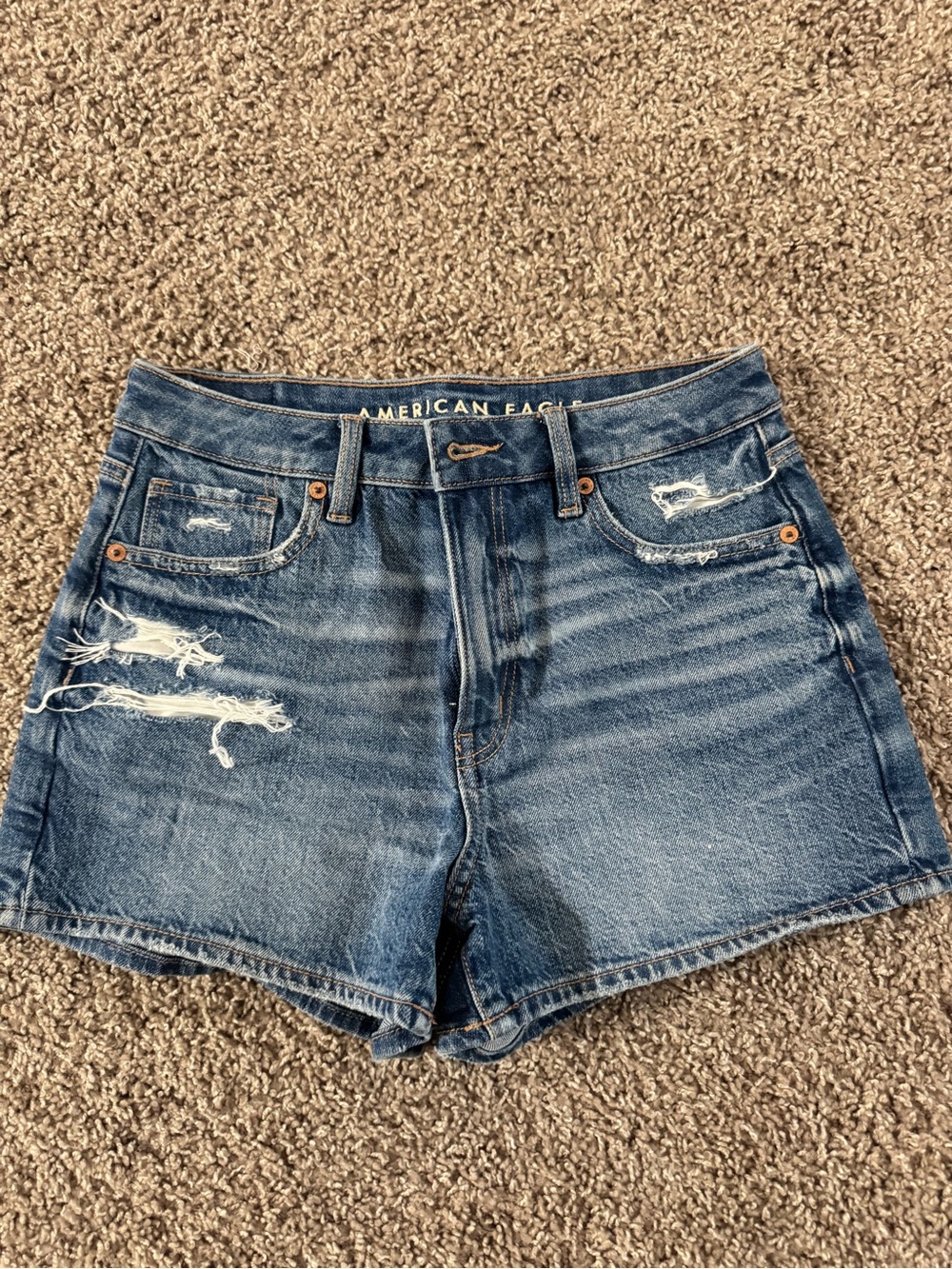 American Eagle Outfitters Distressed Blue Denim Jean Shorts